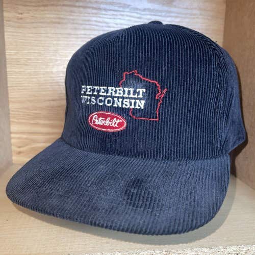 Vintage Peterbilt Wisconsin Corduroy Snapback Trucker Hat Cap