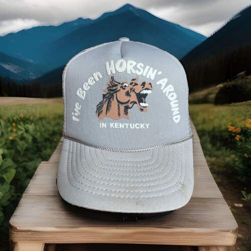 I've Been Horsin Around In Kentucky Snapback Trucker Hat Vintage Derby Cap