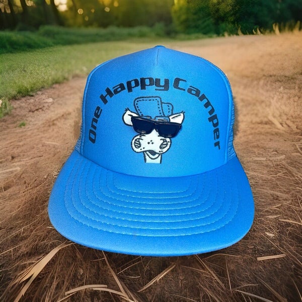 Vintage One Happy Camper Funny Cow Snapback Trucker Hat Cap RARE