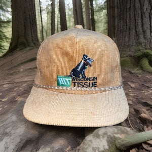 Vintage Wisconsin Tissue Dog Duck Hunting Corduroy Snapback Hat Cap