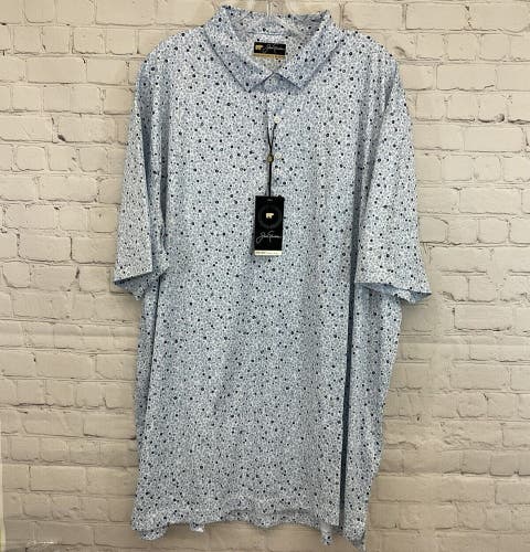 Perry Ellis Mens Jack Nicklaus Black Label Ditsy Print Golf Pique Polo Shirt NWT