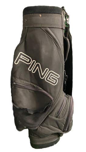 Ping Golf Cart Bag Single Strap 6-Dividers 7 Pockets Zippers Work Good Condition