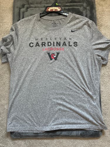 Wesleyan Cardinals Lacrosse Gray Men's Nike Dri-Fit Shirt (L or XL)