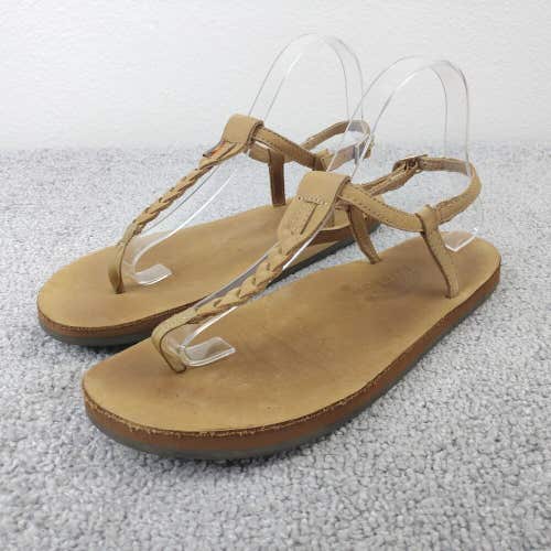 Rainbow T Street Sandals Womens XL T-Strap Beige Leather Thong Slingback Shoes
