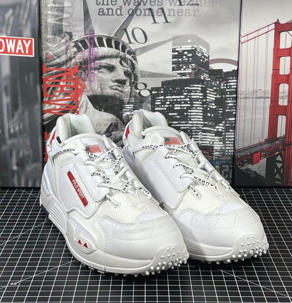 Polo Ralph Lauren PS200 USA  White Navy Red 809841218-001 SNKR  Men's Sz 12 NEW