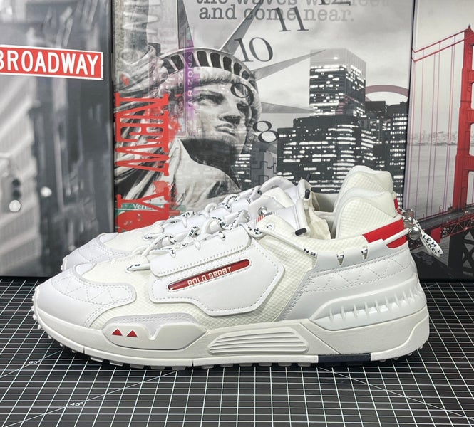 Polo Ralph Lauren PS200 USA  White Navy Red 809841218-001 SNKR  Men's Sz 12 NEW