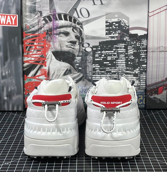 Polo Ralph Lauren PS200 USA  White Navy Red 809841218-001 SNKR  Men's Sz 12 NEW