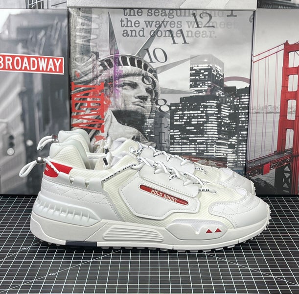 Polo Ralph Lauren PS200 USA  White Navy Red 809841218-001 SNKR  Men's Sz 12 NEW