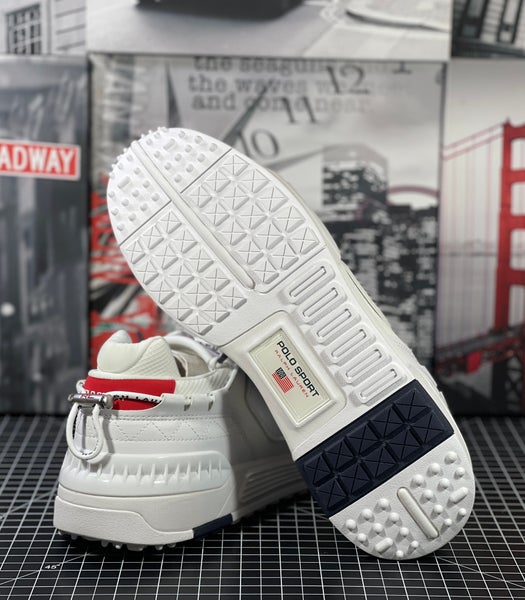 Polo Ralph Lauren PS200 USA  White Navy Red 809841218-001 SNKR  Men's Sz 12 NEW