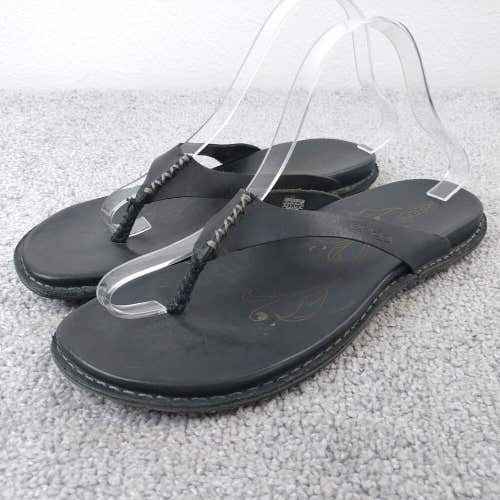 KEEN Alman Flip Flop Sandals Women 9 Black Leather Slip On Shoes