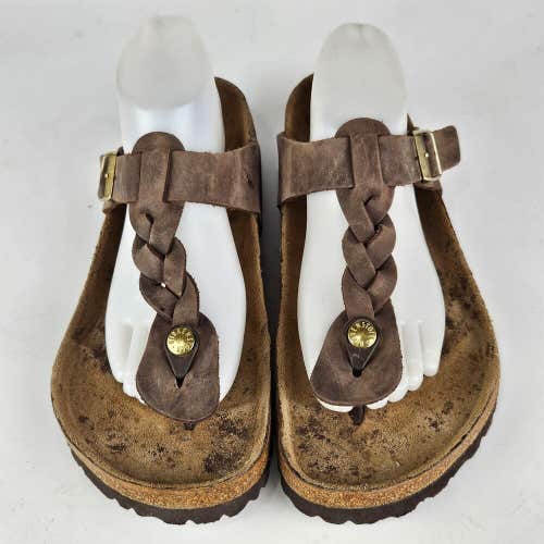 Birkenstock Gizeh Braid Women's Size: 42 / 11 Saddle BrownLeather Thong Sandals