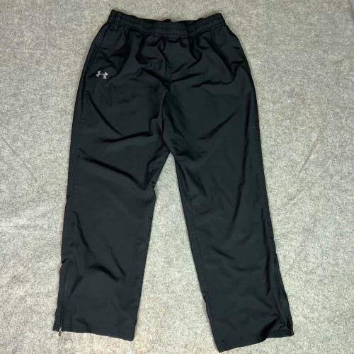 Under Armour Mens Pants Extra Large Black Logo Ankle Zip Loose Track Sweatpant