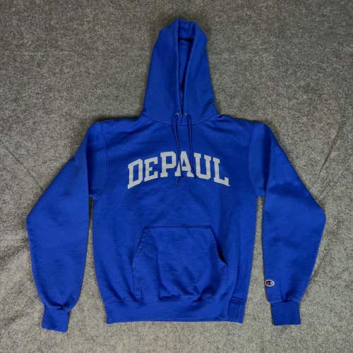 DePaul Blue Demons Mens Hoodie Small Blue Sweatshirt Champion NCAA Basketball