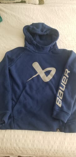 Used Bauer Blue Hoodie Sweatshirt - size Youth Small
