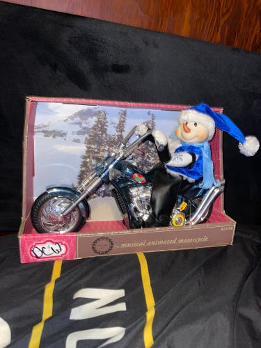 K Mart Trim A Home Musical Animated Motorcycle Snowman Christmas 2008 Brand New.