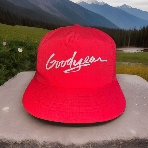 Vintage Goodyear Hat Cap Neon Nylon Lightweight Faded Pink One Size Swingster