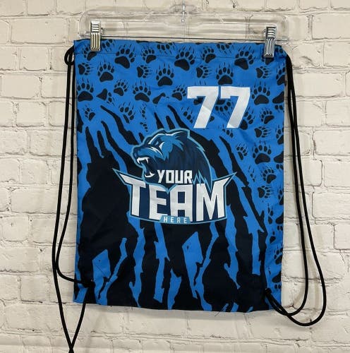 Unbranded Bear Design Example #77 14x18 Blue Drawstring Bag New