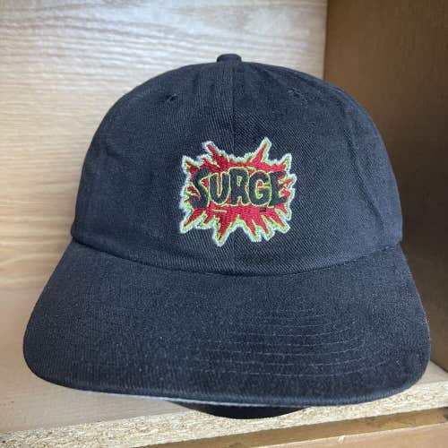 Vintage Surge Soda Hat 90s Black Adjustable Strap Cap