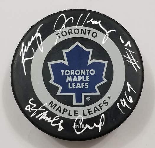 LARRY JEFFREY Signed Toronto Maple Leafs NHL Hockey Game Puck Stanley Cup 1967
