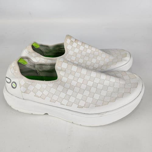 OOFOS OOmg eeZee Low Womens 8 White Checkered Slip On Recovery Shoes Comfort