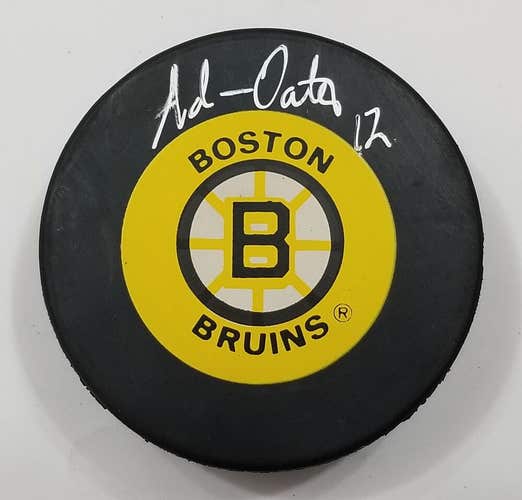 ADAM OATES Autographed Boston Bruins NHL Hockey Puck Signed Silver Ink