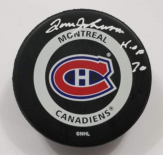 TOM JOHNSON Montreal Canadiens Autographed NHL Hockey Game Puck Signed HOF 70
