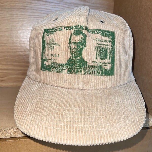 Vintage US Treasury Credit Money System Abraham Lincoln Corduroy Snapback Hat