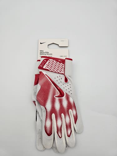 Nike Alpha Elite Baseball Batting Gloves Unisex FB2310-124 Red/White Size L
