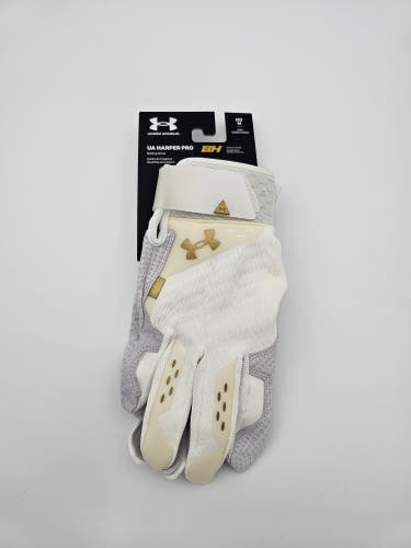 Under Armour UA Harper Pro Batting Gloves White 1365465-100 Mens Size Medium