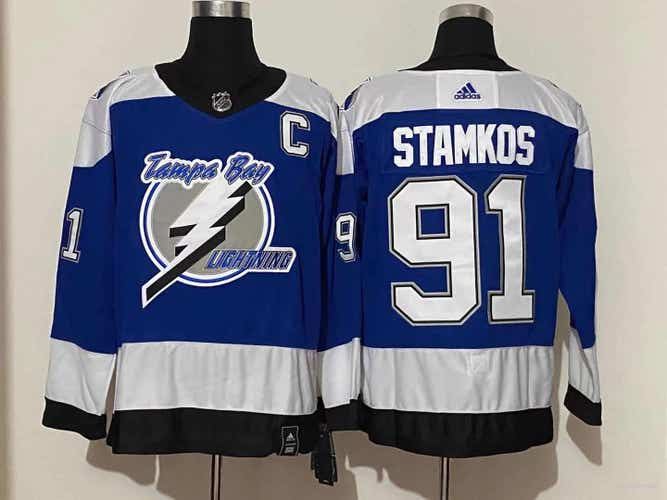 Tampa Bay Lightning 91 Steven Stamkos Alternate Black Ice Hockey Jersey Size 54