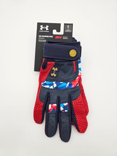 UA UNDER ARMOUR HARPER PRO ADULT BASEBALL BATTING GLOVES, 1372531-410 USA Size Large