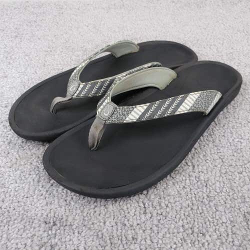 OluKai Kulapa Kai Flip Flop Thong Sandals Womens 8 Slip On Shoes Black White