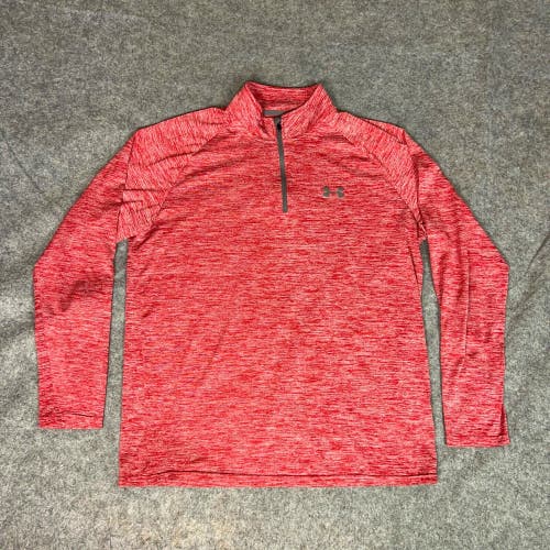 Under Armour Mens Pullover Large Red Lightweight Heatgear Logo Loose Sweatshirt