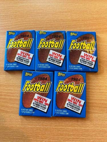 1984 Topps Football Wax Pack Sealed Lot of 5 (Marino, Elway, Dickerson)