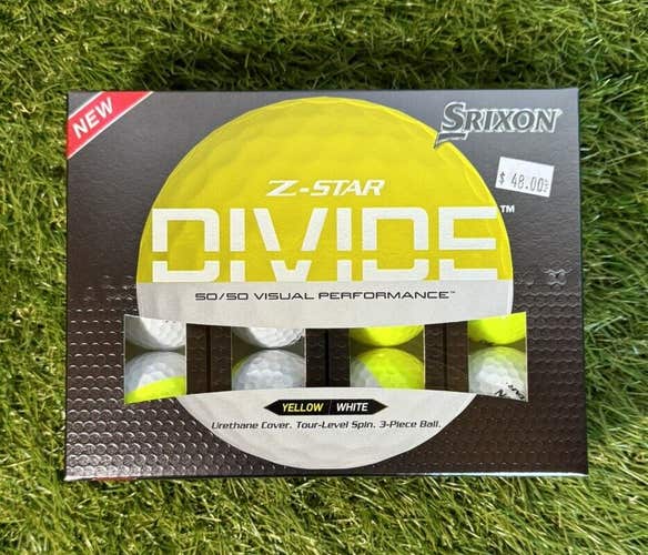 New Srixon Z Star Divide Yellow/white Golf Balls 12ct. FREE SHIPPING.