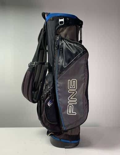 Ping E2 Stand Bag Black Blue 5-Way Divide Dual Strap Golf Bag