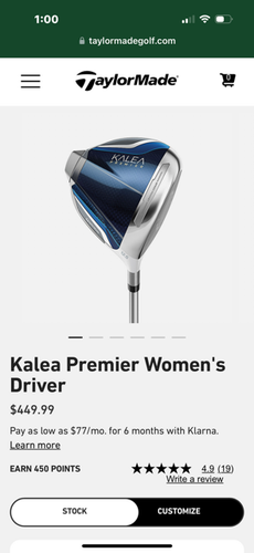 New Women's TaylorMade Kalea Ladies Right Handed Driver Ladies Flex 12.5 Loft