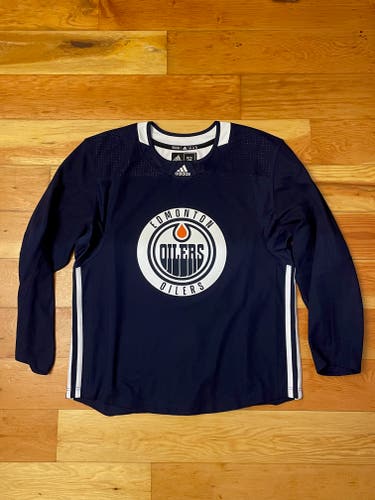 Edmonton Oilers Adidas Custom Navy Practice Jersey | 52