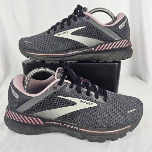 Brooks Adrenaline Gts 22 Womens Size 9 D Wide Shoes Gray Pink Black Sneakers