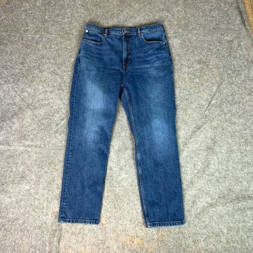 Everlane Women Jeans 32 Short Slim Straight Blue Denim Pant High Rise Way High