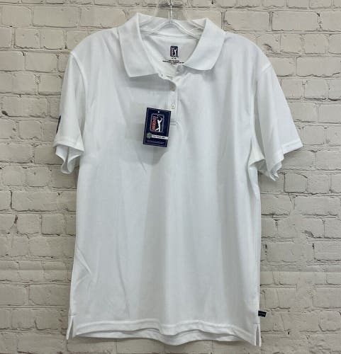 PGA Tour Apparel Womens Dry Performance XLarge White SS Golf Polo Shirt NWT