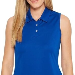 Adidas Womens Tournament CD3425 Collegiate Blue Sleeveless Polo Shirt NWT