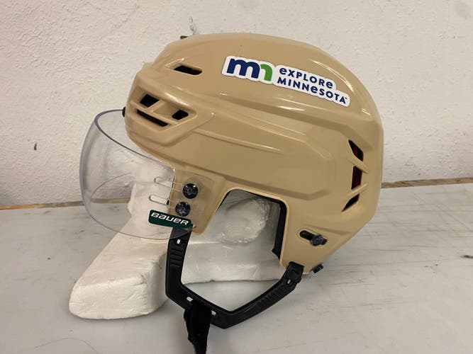 CCM Tacks 710 Pro Stock Hockey Helmet Wheat Beige Medium Bauer Visor Combo 62725