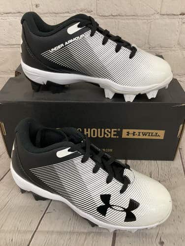 Under Armour 1297316-011 Leadoff Low RM Kid's Baseball Cleats Black White US 11K