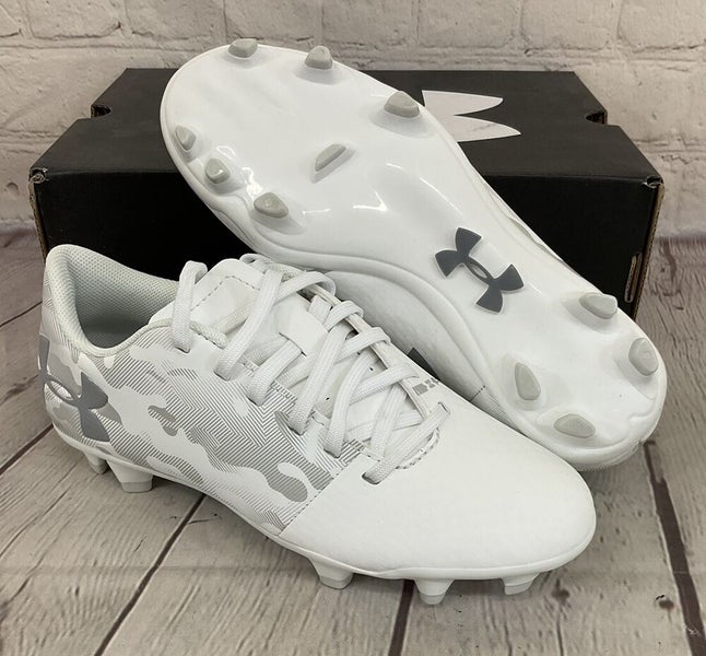 Under Armour 1289542 100 Spotlight DL FG JR Youth Soccer Cleats White US 1.5Y