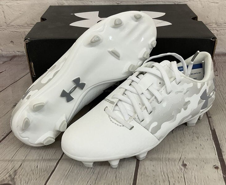 Under Armour 1289542 100 Spotlight DL FG JR Youth Soccer Cleats White US 1.5Y
