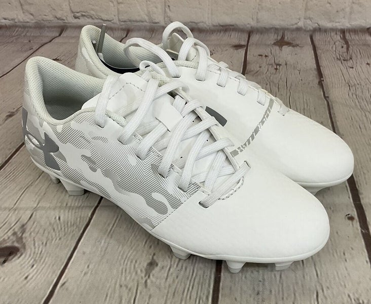 Under Armour 1289542 100 Spotlight DL FG JR Youth Soccer Cleats White US 1.5Y