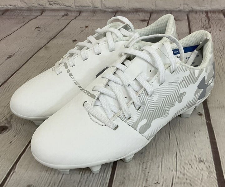 Under Armour 1289542 100 Spotlight DL FG JR Youth Soccer Cleats White US 1.5Y