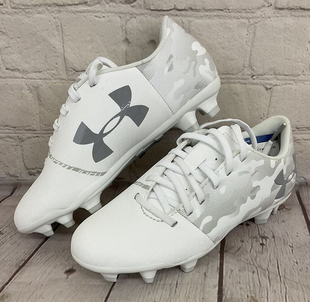 Under Armour 1289542 100 Spotlight DL FG JR Youth Soccer Cleats White US 1.5Y