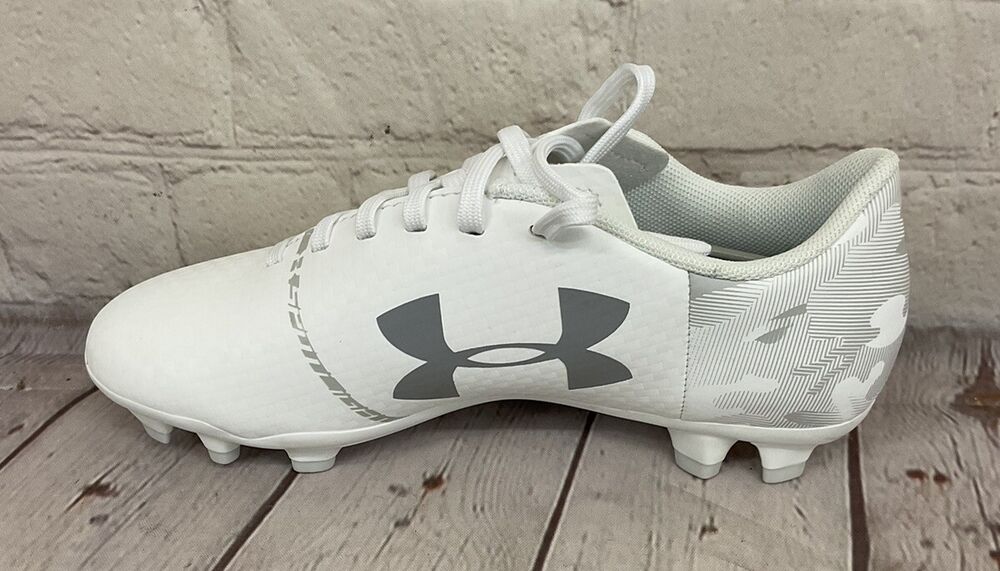 Under Armour 1289542 100 Spotlight DL FG JR Youth Soccer Cleats White US 1.5Y